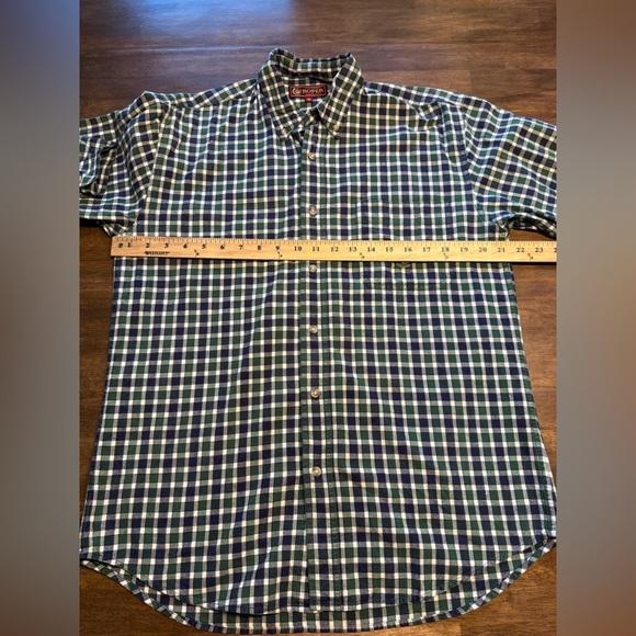 Roper Button Down Shirt Mens SZ M Green Navy Gingham Plaid Collared Long Sleeve - Picture 7 of 8